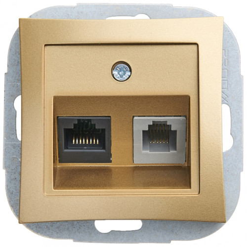 ДУЭТ РОЗЕТКА двойная RJ11+RJ45, кат.5E, механизм, ШАМПАНЬ