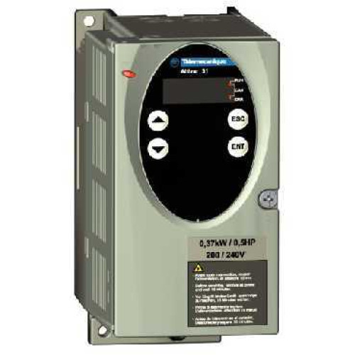 Variable speed drive ATV31, 0,37kW, 240V 1-phase supply, EMC filter, IP21