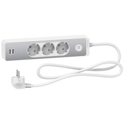 UE удлинитель 3роз+2USB каб.1.5м БЕЛ/АЛ