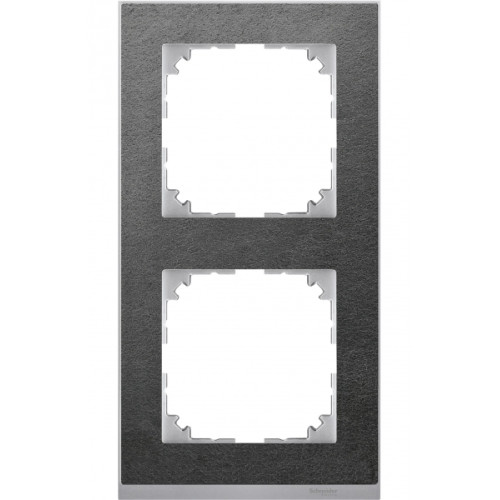 MERTEN M-Pure Decor РАМКА 2 поста б/перегородки, СЛАНЕЦ/АЛЮМИНИЙ, SM