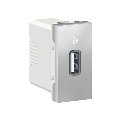 UNICA MODULAR РОЗЕТКА USB, 5 В / 1000 мА, 1 модуль АЛЮМИНИЙ