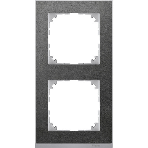MERTEN M-Pure Decor РАМКА 2 поста б/перегородки, СЛАНЕЦ/АЛЮМИНИЙ, SM