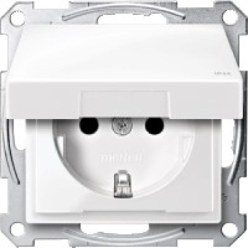 MERTEN МЕХАНИЗМ розетки с крышкой з/шт IP44, ПОЛ.БЕЛЫЙ, QF SM