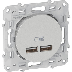 2 USB зарядное устройство, 2.1А, алюм