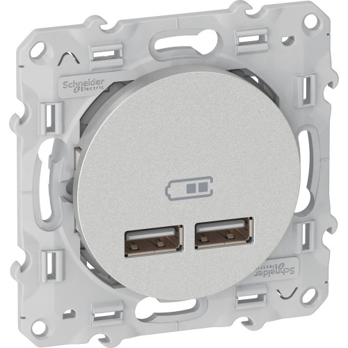 2 USB зарядное устройство, 2.1А, алюм