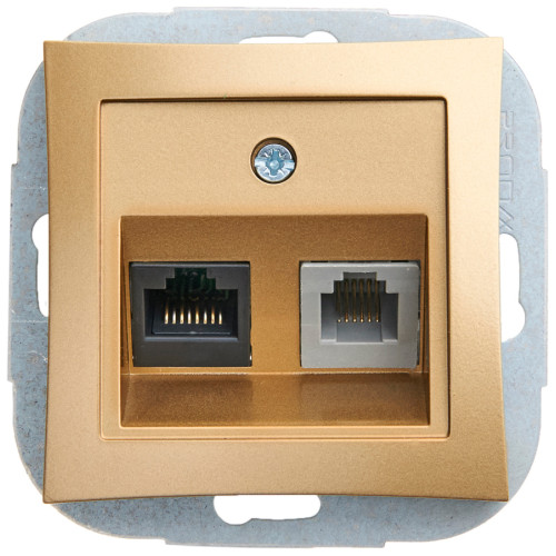 ДУЭТ РОЗЕТКА двойная RJ11+RJ45, кат.5E, механизм, ШАМПАНЬ