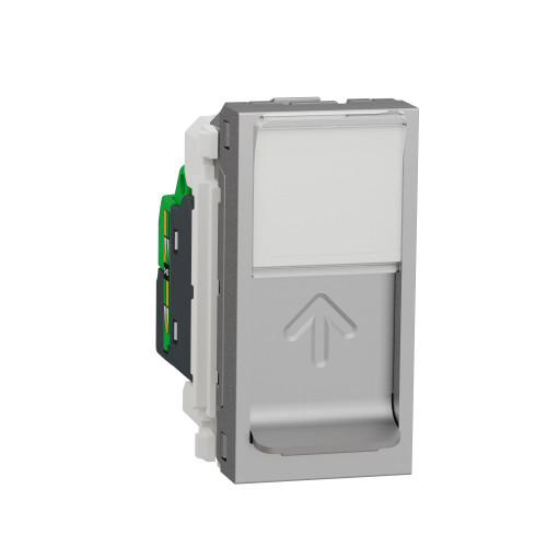 UN РОЗ компьют., RJ45, один., 1 мод., кат. 6, со шт., с пол д/надп., прям., АЛЮМ