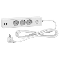 UE удлинитель 3роз+2USB кабель 3.0м БЕЛ