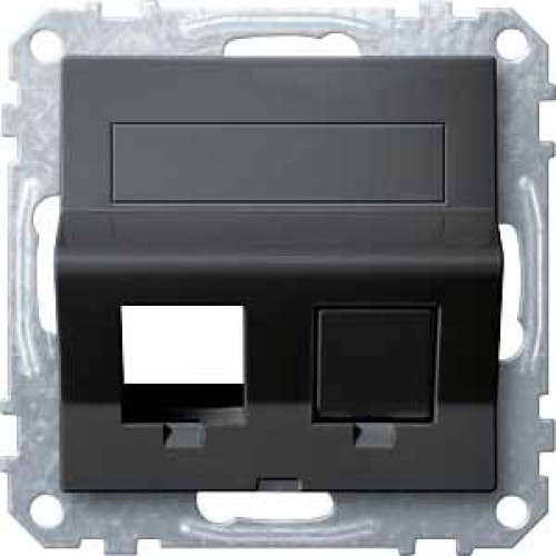 MERTEN ПЛАТА наклонная д/Keystone RJ45 2 поста, АНТРАЦИТ, SM