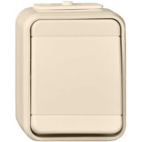 ELSO Aqua-Top, 1-кл. кноп. выключатель, IP44, 10A, винт. заж., жемч.-белый