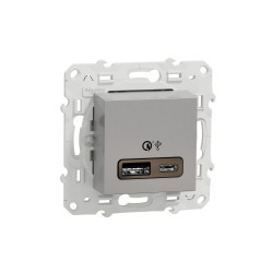 РОЗЕТКА USB QC A+C 2-мест., 5В/3А, АЛЮМ