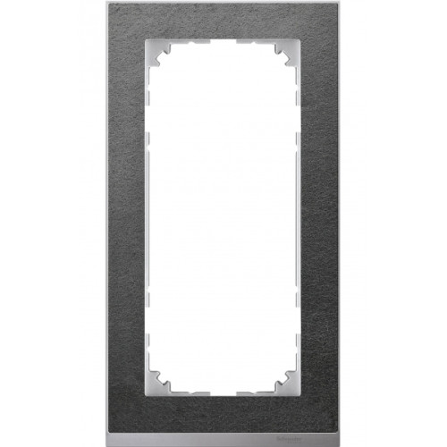 MERTEN M-Pure Decor РАМКА 2 поста б/перегородки, СЛАНЕЦ/АЛЮМИНИЙ, SM