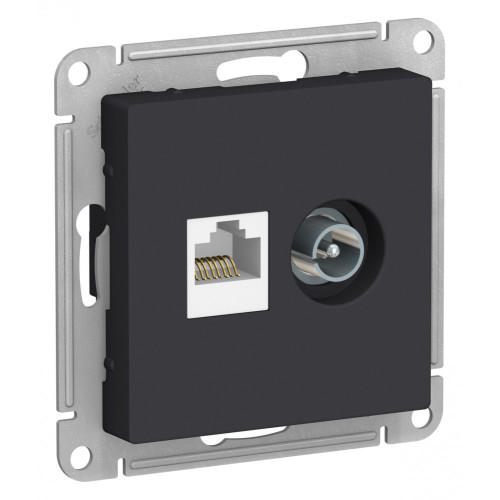 ATLASDESIGN РОЗЕТКА двойная ТВ + компьютерная RJ45, кат. 5Е, КАРБОН