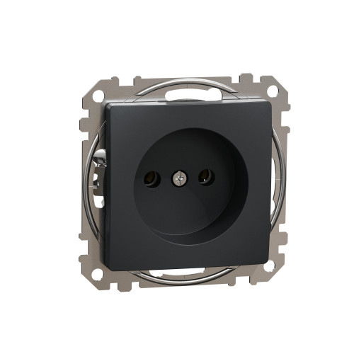РОЗЕТКА без заземления, 16А, винт., АНТРАЦИТ