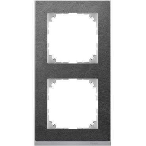 MERTEN M-Pure Decor РАМКА 2 поста б/перегородки, СЛАНЕЦ/АЛЮМИНИЙ, SM