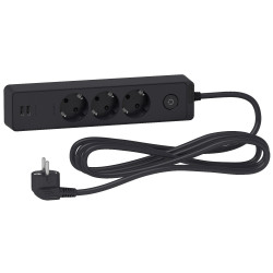 UE удлинитель 3роз+2USB кабель 3.0м ЧЕРН