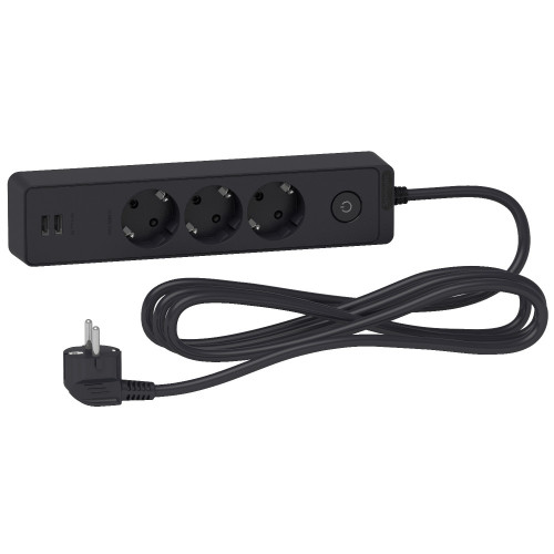 UE удлинитель 3роз+2USB кабель 3.0м ЧЕРН