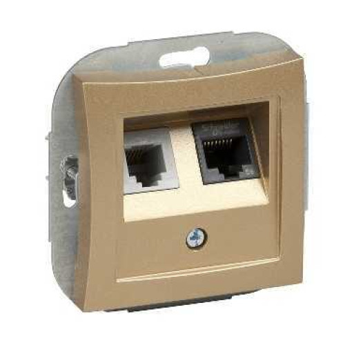ДУЭТ РОЗЕТКА двойная RJ11+RJ45, кат.5E, механизм, ШАМПАНЬ