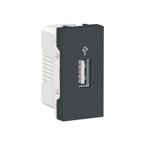 UNICA MOD USB-КОННЕКТОР, 1 мод, АНТРАЦ