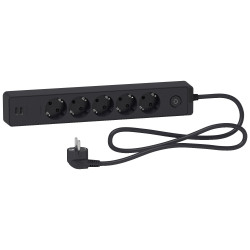 UE удл-ль 5роз+2USB, кабель 1,5м, ЧЁРНЫЙ