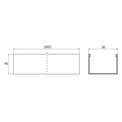 Лоток листовой B6 50х40 L=2.5м SS316L SchE